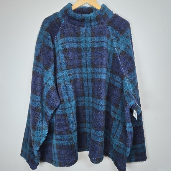 St. John's Bay Women's Plaid Blue Sherpa Fleece Mock Neck Sweater Size 5X New - Picture 11 of 12